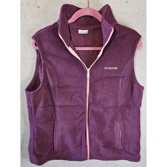 Columbia‎ Vest Womens XLarge Purple Full Zip Fleece Outdoor Zip Pockets Ladies - Picture 1 of 9